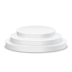 White podium. Square 3d empty podium with steps. Vector