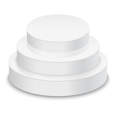 White podium. Square 3d empty podium with steps. Vector
