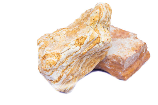 Shale stone or clastic sedimentary rock isolate on white background