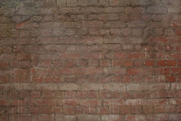 Red old worn brick wall texture background. Vintage effect