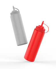 Blank Plastic Ketchup and Sauce Bottle For branding and mock up, 3d render illustration.