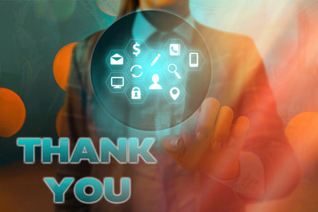 Word writing text Thank You. Business photo showcasing a polite expression used when acknowledging...
