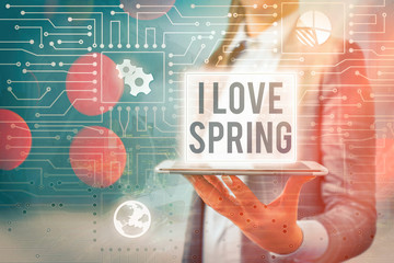 Conceptual hand writing showing I Love Spring. Concept meaning telling why having a strong...