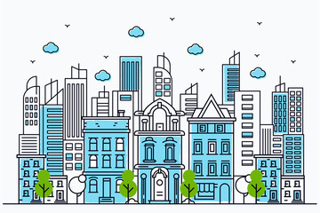 Obraz premium Beautiful urban illustration with various shapes in a line style