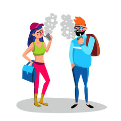 Man And Woman Vape Electronic Cigarette Vector