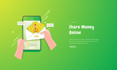Share money allowance called thr with a mobile concept to celebrate Eid Mubarak