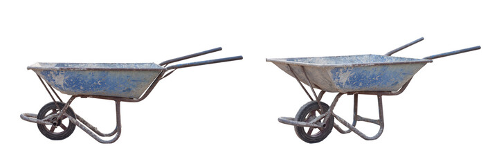 The wheelbarrow is a tool in the construction site or garden isolated on a white background included clipping path.