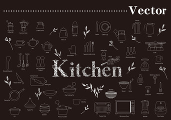 Kitchen  Illustration　Line Art　Vector
