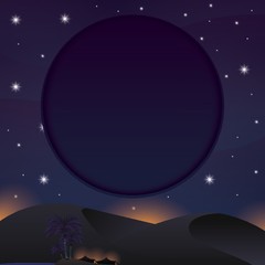 A night view of desert illustration.