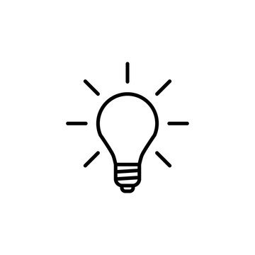 Bulb line icon. Idea and light, lamp symbol. logo. Outline design editable stroke. For yuor design. Stock - Vector illustration.