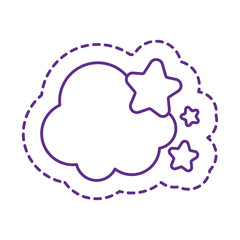 Cute clouds with stars patch line style icon vector design