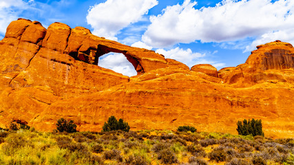 Skyline Arch in the Devil's Garden, one of the many sandstone arches in Arches National Park near Moab, Utah, United States