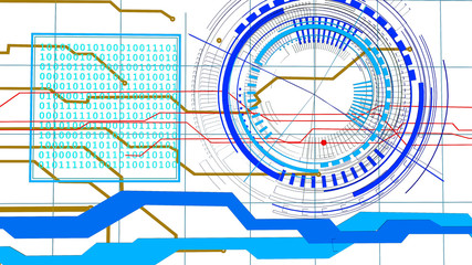 abstract technology background with circles and binary code