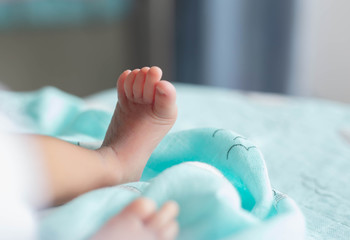 Cute asian baby newborn close up