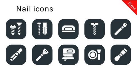 Modern Simple Set of nail Vector filled Icons