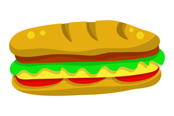 Hamburger fast food isolated illustration on white background