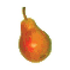 Pixel graphic pear, fruit. 8 bit. Vector illustration
