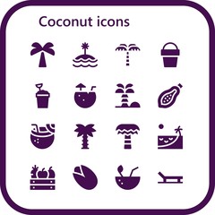 Modern Simple Set of coconut Vector filled Icons