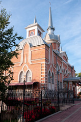 Naklejka premium Russia, Khabarovsk, August 8, 2019: summer building of the Church of Evangelical Christians Baptists in the city of Khabarovsk