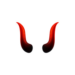 Devils red and black horns icon realistic vector illustration isolated on white.