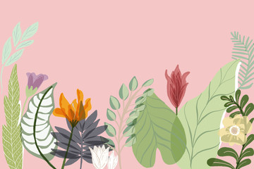 Spring plants illustration copy space background