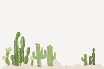 Cactus illustration copy space background