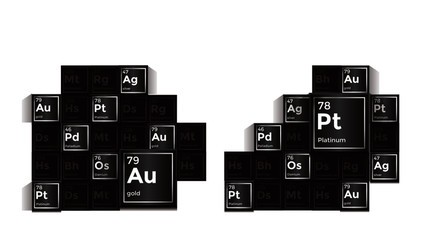 Chemical Element Table Black and White Cubes Wall
