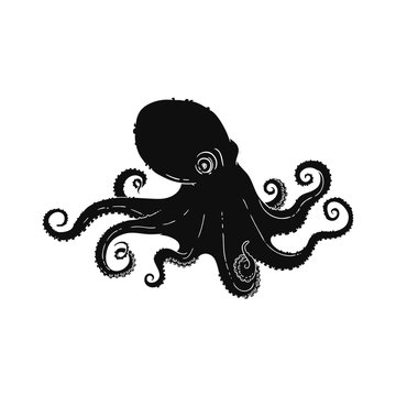 recommend clip art: Octopus or devilfish in form of tattoo silhouette vector illustration isolated.