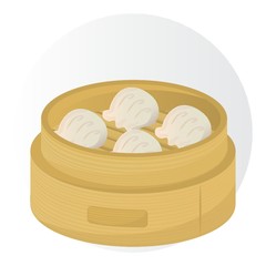 Dim sum in a bamboo basket