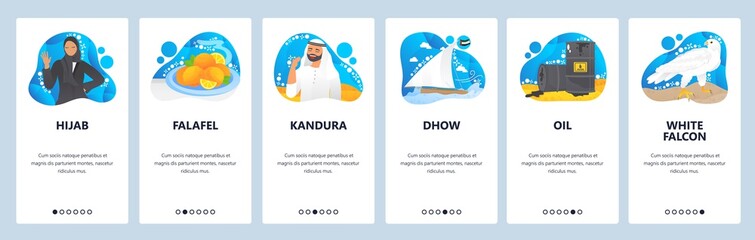 UAE website and mobile app onboarding screens vector template