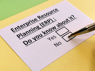 A person is answering question about enterprise resource planning (ERP).