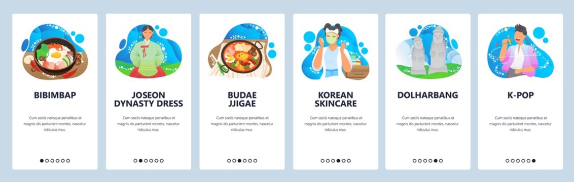 South Korea Website And Mobile App Onboarding Screens Vector Template