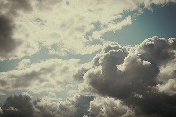 Blue sky background. Blue sky with white clouds. Grunge sky background