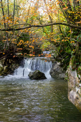 Fototapeta na wymiar Morcone waterfalls on the waterway