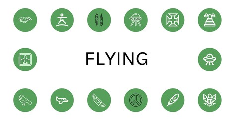 flying icon set