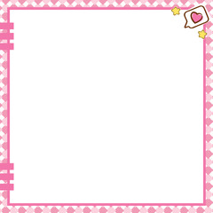 Vector printing paper note. Kawaii blank for drawing, sketchbook,  notebook, diary, letters, planners, notes.  Cute design with cute pink background, clips and stars on paper