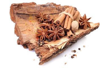 Spices on a white background