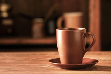 Cup of tea on wooden table