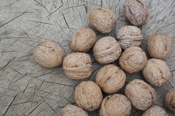walnuts on wooden table
