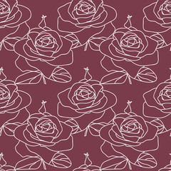 Illustration of a decorative rose.Vector.Seamless pattern.