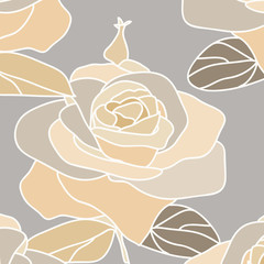 Illustration of a decorative rose.Vector.Seamless pattern.