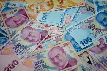 Turkish liras from top view.
money from top view.