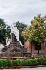 Obraz premium Monument of Joan Guell i Ferrer in La Colonia Guell near placa Joan Guell in Barcelona, Spain.