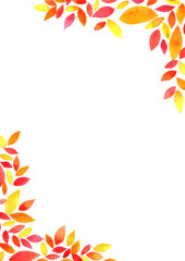 Autumn leaves watercolor frame background for decoration on Thanksgiving festival