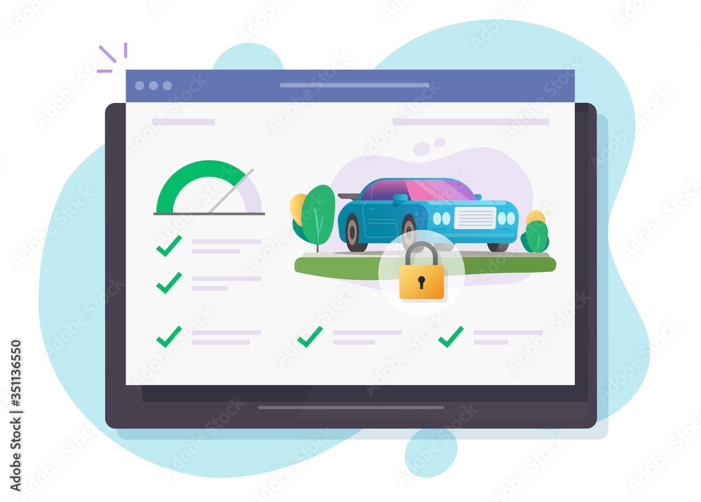 Poster automobile and vehicle monitoring security lock check software online system on computer device or d
