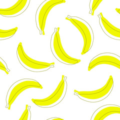 Obraz na płótnie Canvas funny small banana pattern on a white background, seamless, bananas pattern on pantone , tissue, textile, cloth, fabric, web, material, vegetarianism print,fruit