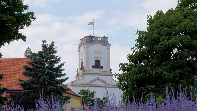Bishop-Lookout Tower (P&uuml;sp&ouml;kv&aacute;r-Toronykil&aacute;t&oacute;) on k&aacute;ptalandomb in Gyor Hungary
