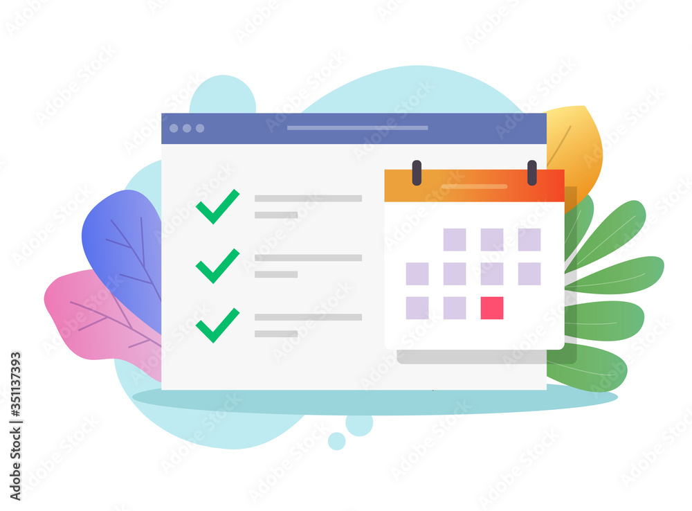 Poster online calendar web task to do list and important deadline date or website internet scheduled finish