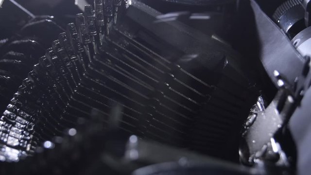 Typo keys of a old manual qwerty typewriter writing