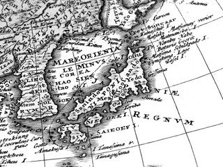 Fototapeta premium アンティークの世界地図 日本